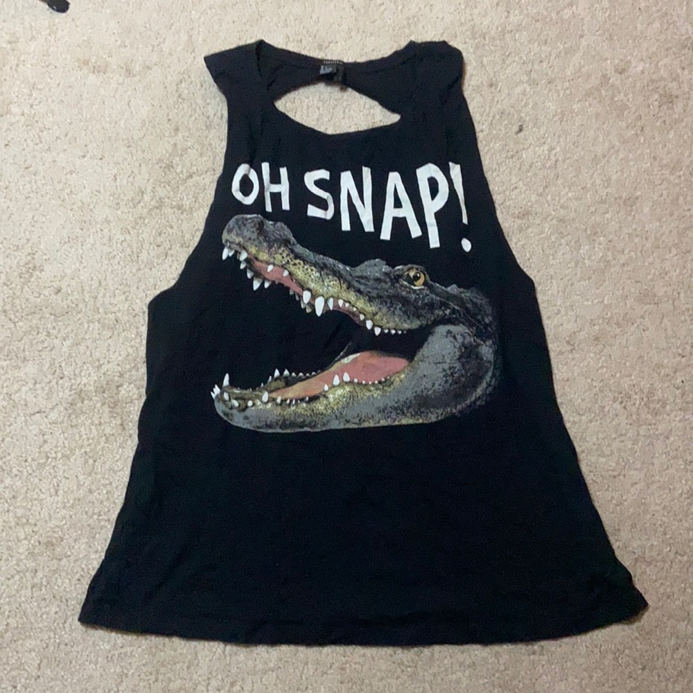 Forever 21 "oh snap!" Tank top black in size L